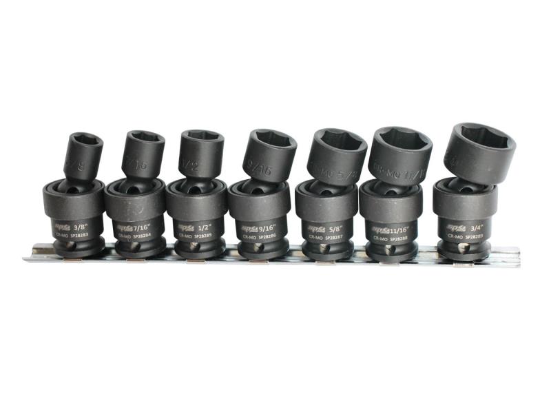 SP TOOLS 3/8"DR IMPACT SOCKET RAIL SET - 6PT SAE SWIVEL - 7PC