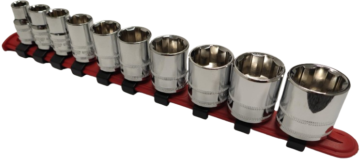 SP TOOLS 3/8"DR 10PC SAE X-TREME GRIP SOCKET RAIL SET