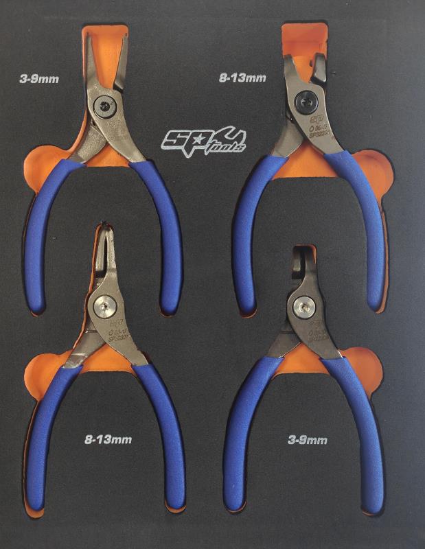 SP TOOLS 4PC EXTERNAL & INTERNAL CIRCLIP PLIER SET 140MM - EVA FOAM