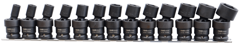 SP TOOLS 1/2"DR IMPACT SOCKET RAIL SET - 6PT METRIC SWIVEL - 13PC