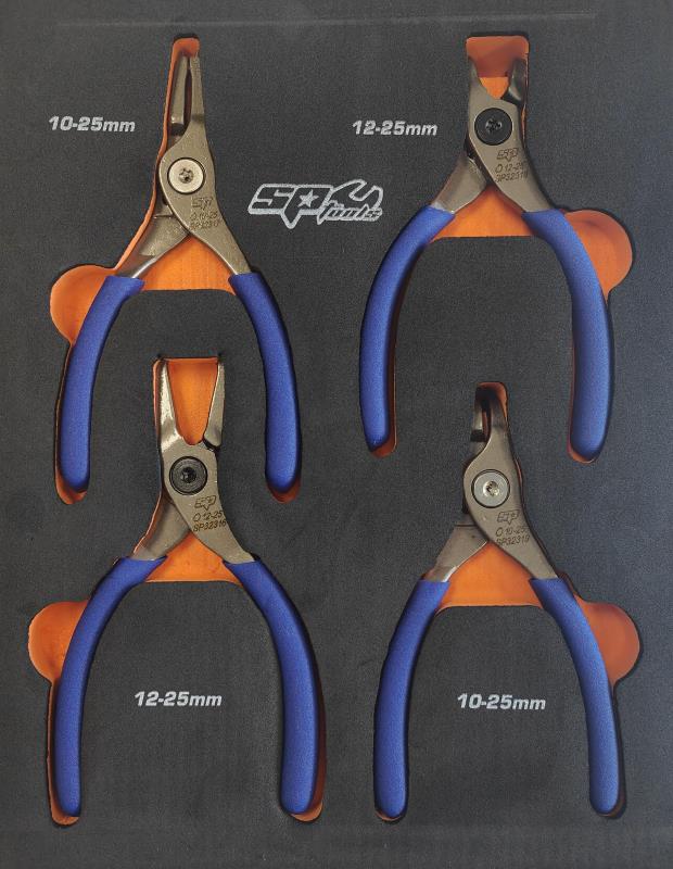 SP TOOLS 4PC EXTERNAL & INTERNAL CIRCLIP PLIER SET 140MM - EVA FOAM
