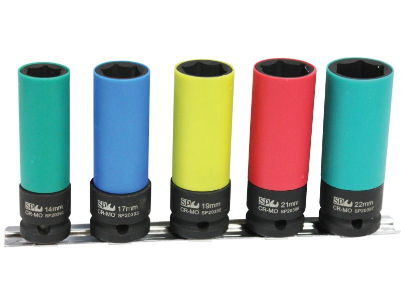 SP TOOLS 1/2"DR IMPACT SOCKET RAIL SET - WHEEL NUT - 6PT METRIC - 5PC