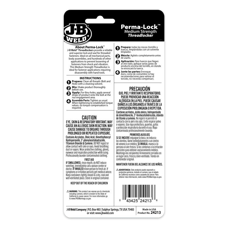 JB Weld Perma-Lock Blue Threadlocker 13ML