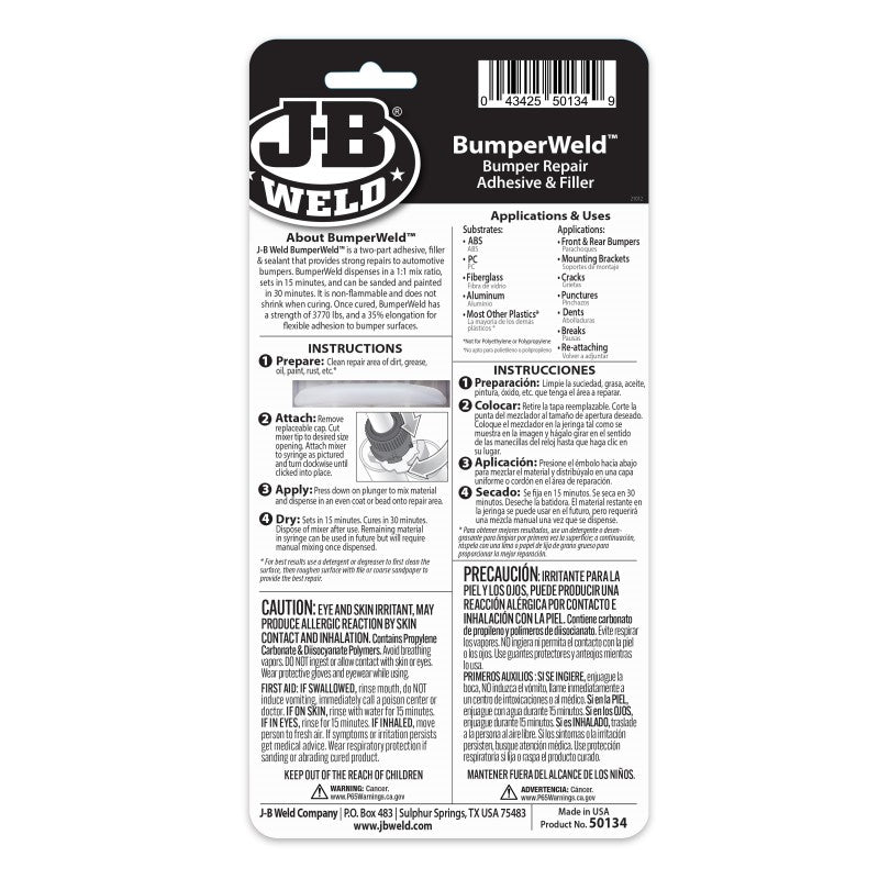 JB Weld Bumper Weld Tan Repair Adhesive & Filler 25ML