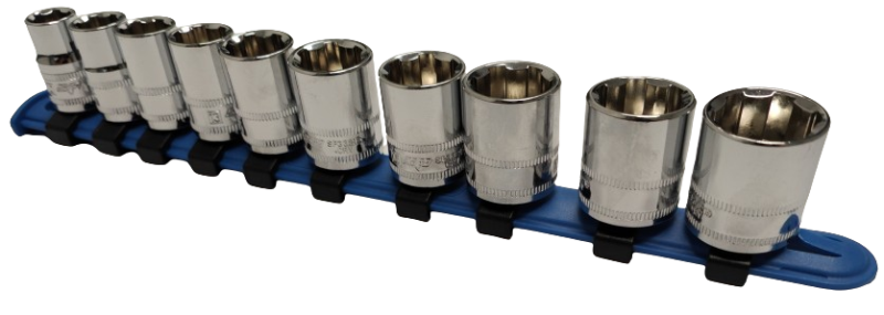 SP TOOLS 3/8"DR 10PC METRIC X-TREME GRIP SOCKET RAIL SET