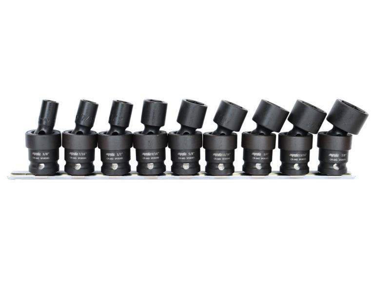 SP TOOLS 1/2"DR IMPACT SOCKET RAIL SET - 6PT SAE SWIVEL - 9PC
