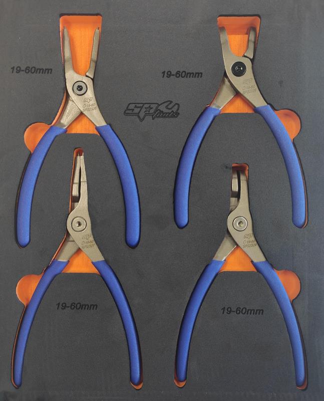 SP TOOLS 4PC EXTERNAL & INTERNAL CIRCLIP PLIER SET 180MM - EVA FOAM