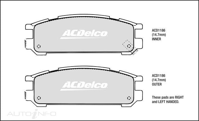 ACDelco Rear Brake Pads - Hyundai Lantra / Kia Cerato / Nissan Bluebird, Maxima