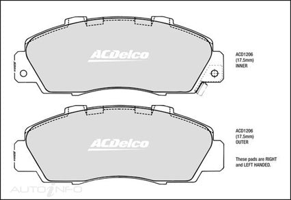 ACDelco Front Brake Pads - Honda Accord, Civic, CRV, HRV, Integra, Odyssey, Prelude 1991-2004