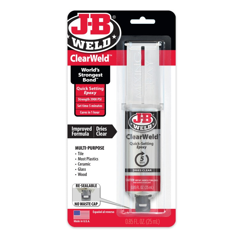 JB Weld Clearweld Clear Quick Setting Epoxy Syringe 25ML