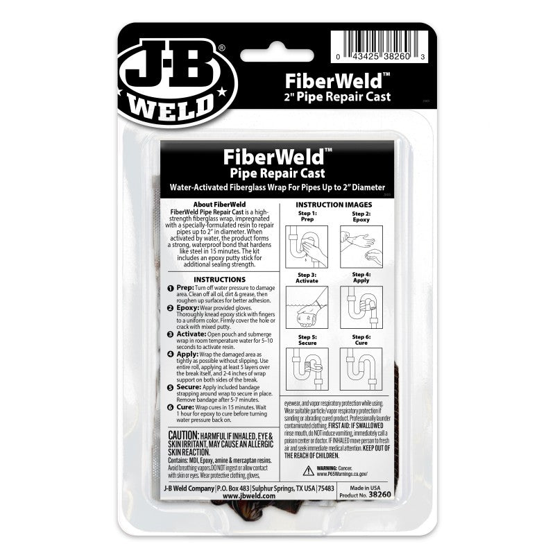 JB Weld Fiberweld 2 Inch Fiberglass pipe Repair Cast