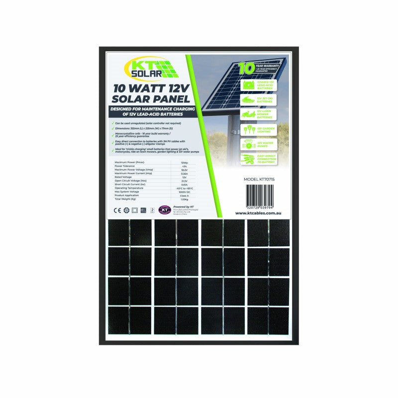 10W 12V Monocrystalline Solar Panel