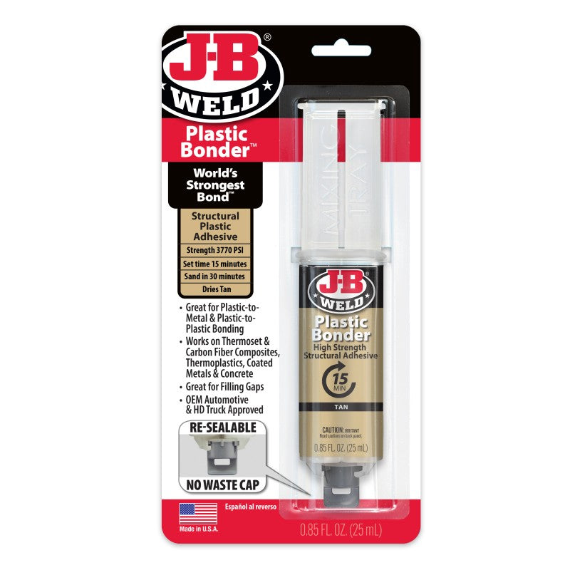 JB Weld Plasticbonder Tan Adhesive, Filler & Sealer Syringe 25ML