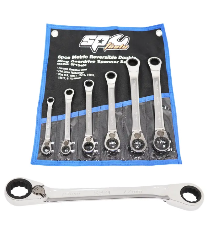 SP Tools Double Ring Gear Drive Spanner Set - 15° Offset - Metric - 6pc