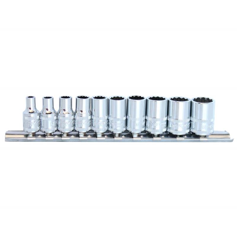 SP Tools 1/4"Dr Socket Rail Set - 12pt Metric - 10pc