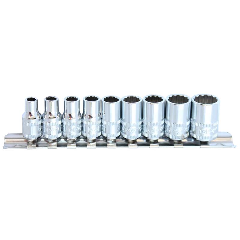 SP Tools 1/4"Dr Socket Rail Set - 12pt SAE - 9pc