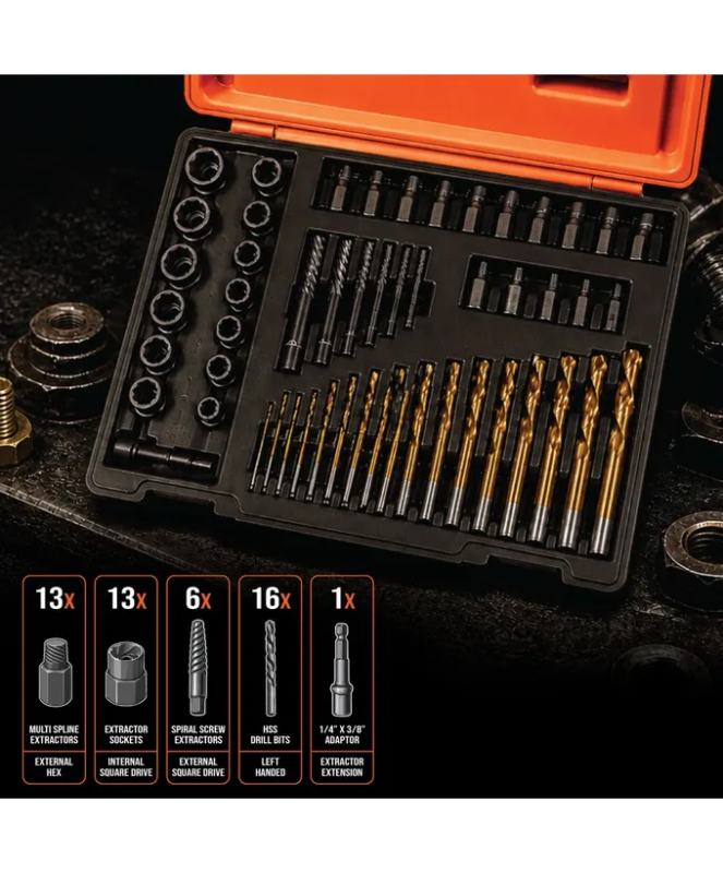 SP Tools Multi Fastener Extractor & Drill Bit Kit - 49pc