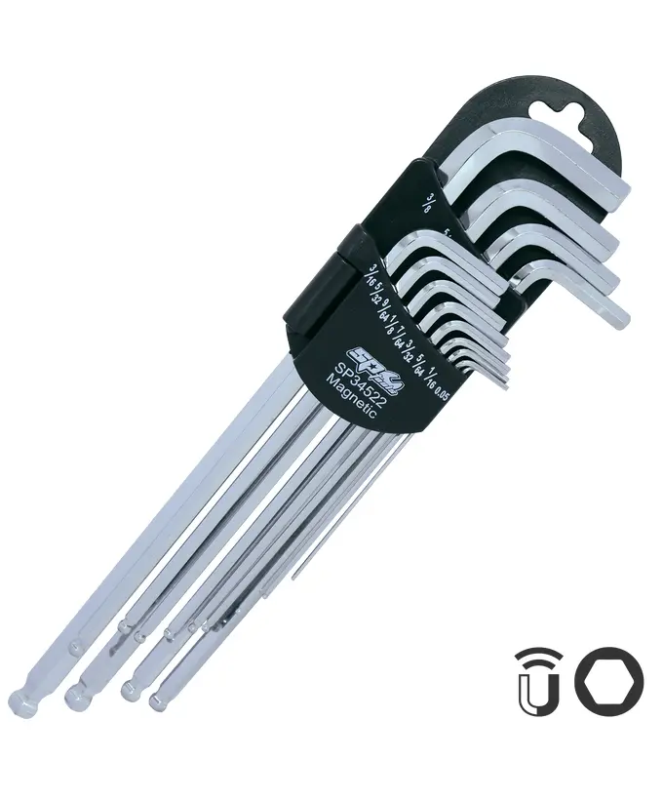 SP Tools Magnetic Ball Drive Hex Key Set - SAE Chrome - 13pc