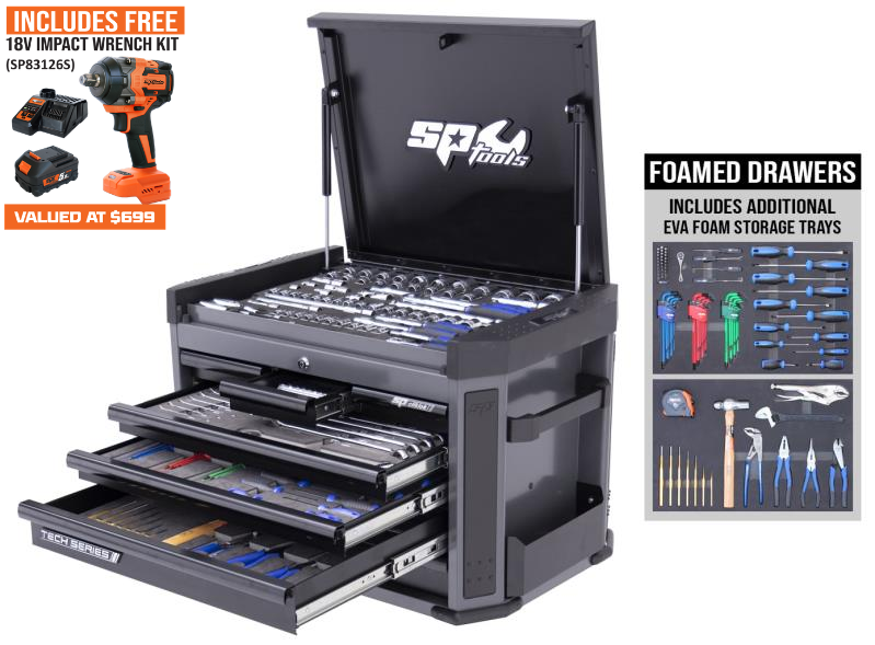 SP Tools Tech Series Tool Kit - 309pc Metric Only - Diamond Black BONUS EVAS (NZ KIT)