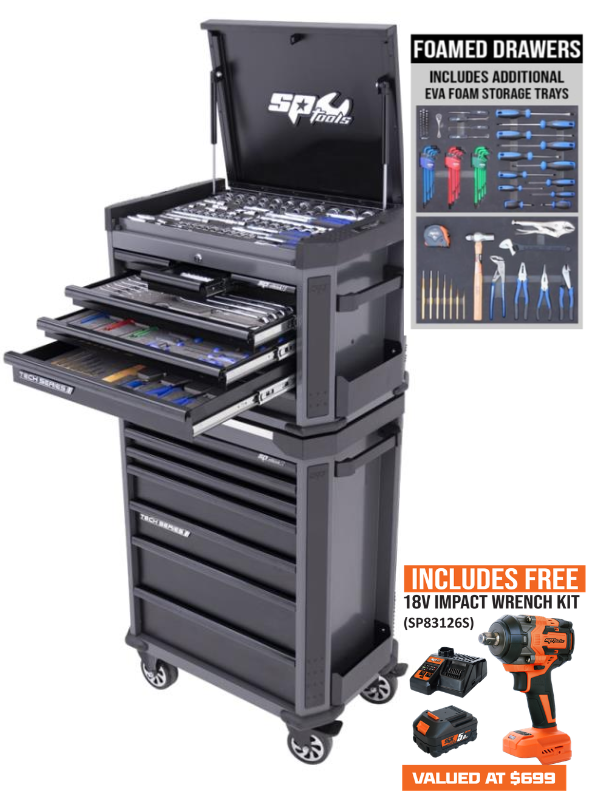 SP Tools Tech Series Tool Kit - 213pc - Metric Only - Diamond Black BONUS EVAS