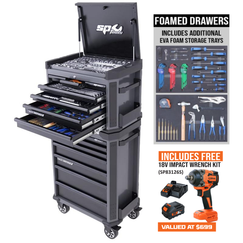 SP Tools Tech Series Tool Kit - 310pc Metric Only - Diamond Black BONUS EVAS (NZ KIT)