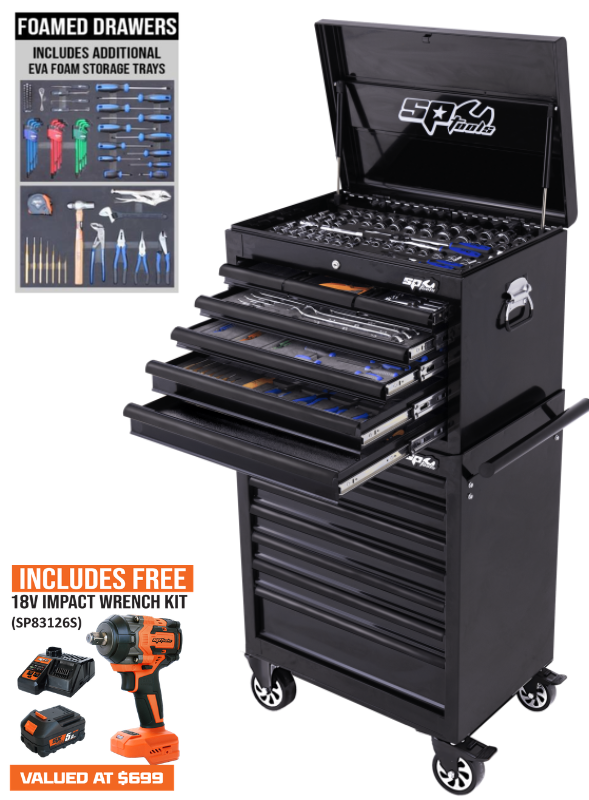 SP Tools Custom Series Tool Kit - 329pc - Metric Only - NZ Black/Black - (FOAMED)