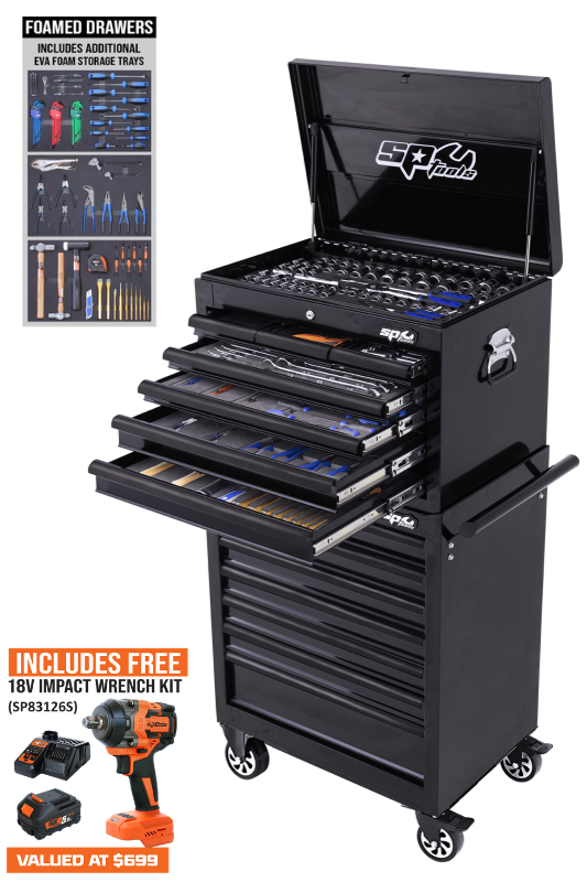SP Tools Custom Series Tool Kit - 424pc - Metric/SAE - NZ Black/Black - (FOAMED)