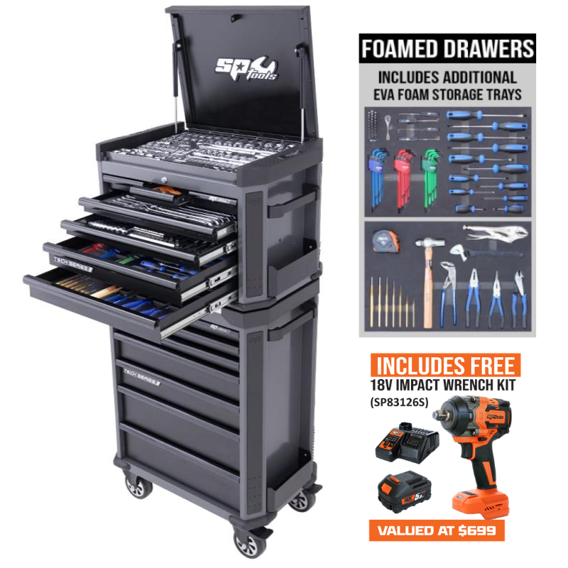 SP Tools Tech Series Tool Kit - 348pc - Metric/SAE - Diamond Black - BONUS EVAS