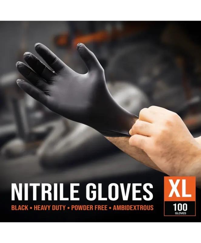 SP TOOLS BLACK NITRILE DISPOSABLE GLOVES - (XL) - BOX OF 100
