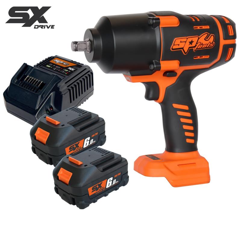 SP Tools 18V 1/2"DR Brushless Impact Wrench Kit - 6.0AH X2 - SX Drive