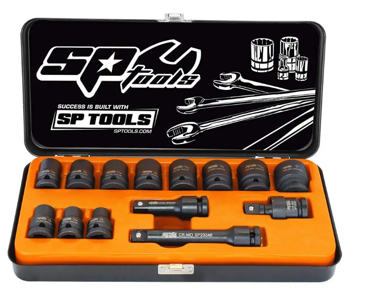 SP TOOLS 1/2"DR IMPACT SOCKET SET - 6PT SAE - 14PC