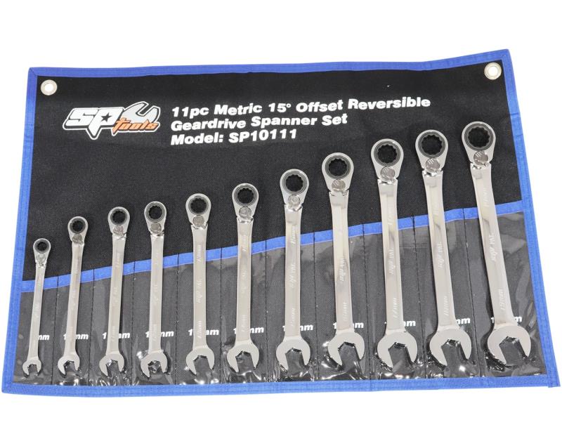 SP TOOLS GEAR DRIVE ROE SPANNER SET - 15?ø OFFSET - METRIC - 11PC