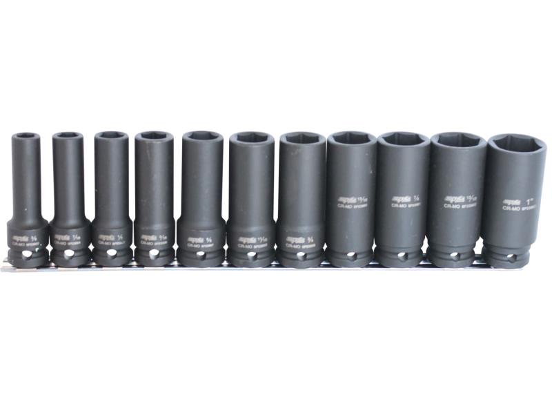 SP TOOLS 1/2"DR DEEP IMPACT SOCKET RAIL SET - 6PT SAE - 11PC