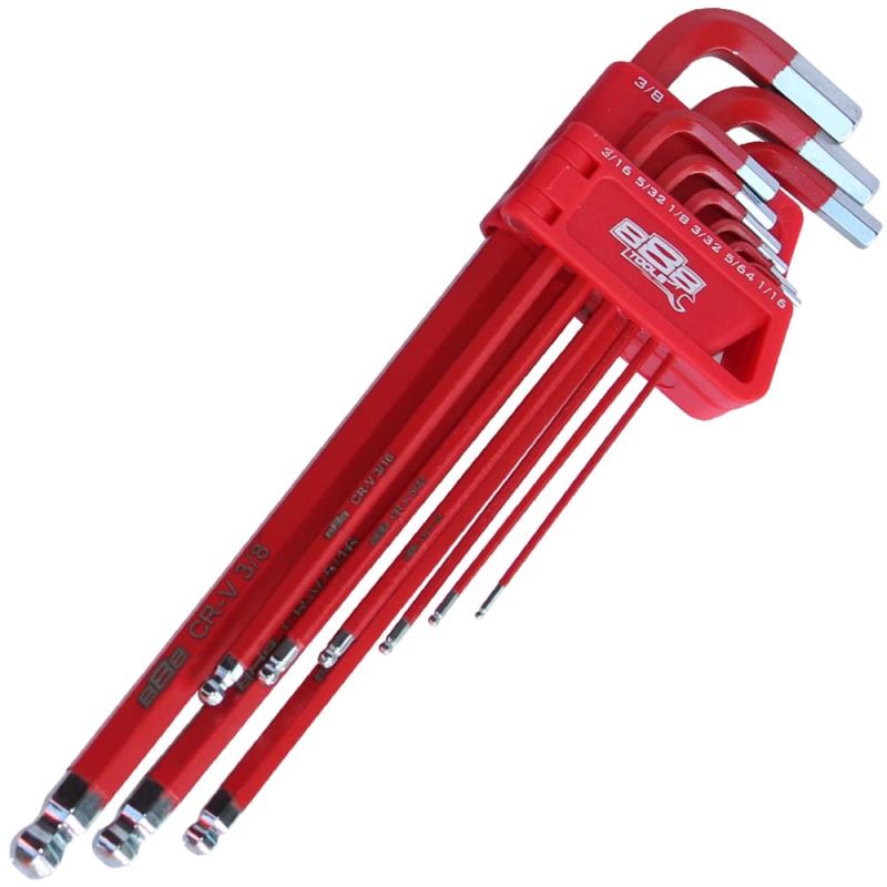 SP TOOLS 888 KEY SET - LONG SERIES - SAE (RED) - 9PC