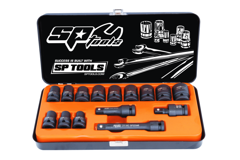 SP TOOLS 1/2"DR IMPACT SOCKET SET - 6PT METRIC - 15PC