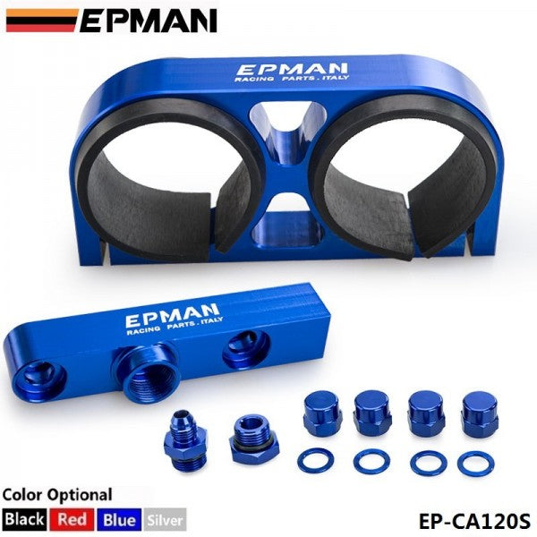 EPMAN Dual Fuel Pump Bracket Assy with Adapter Port - Blue