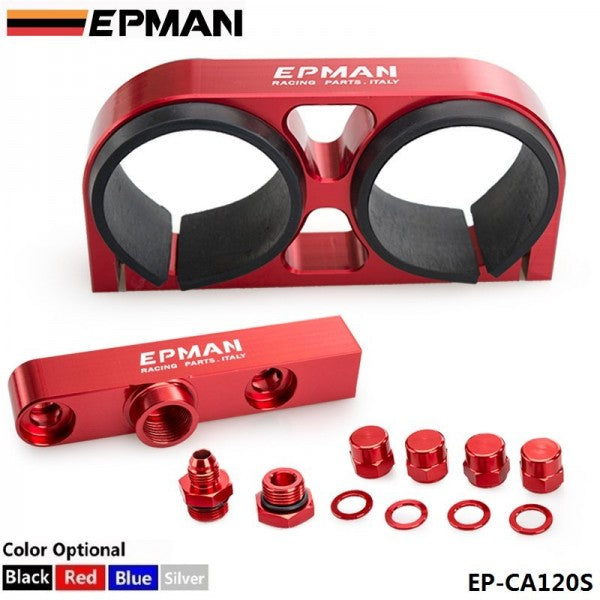 EPMAN Dual Fuel Pump Bracket Assy with Adapter Port - Red