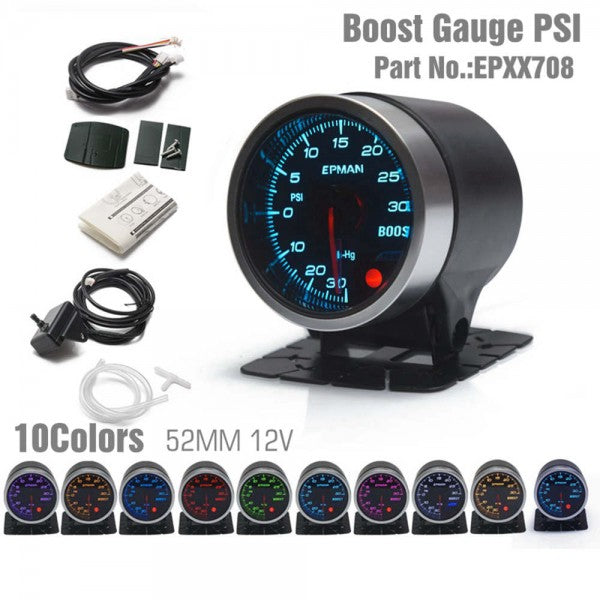 EPMAN 2" 52mm Boost Gauge (PSI) - 10 Colours