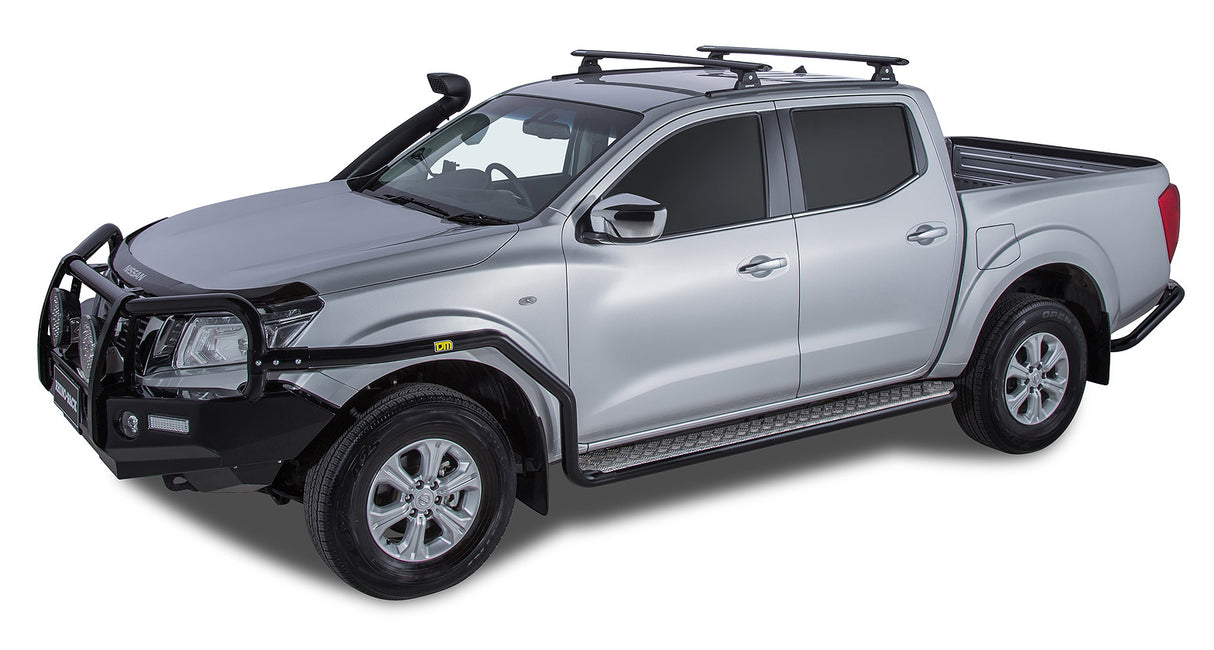 RHINO RACK VORTEX RLT600 TRACKMOUNT BLACK 2 BAR ROOF RACKS - NISSAN NAVARA