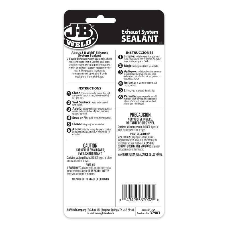 JB Weld Exhaust System Crack Joint And Seam Sealant 85G Tube
