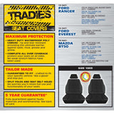 Tradies Black Canvas Front Seat Cover Pair - Everest Ranger & BT50