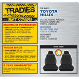 Tradies Black Canvas Front Seat Cover Pair - Hilux 07/2015 Onwards