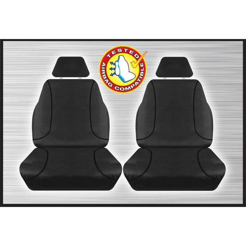 Tradies Black Canvas Front Seat Covers Pair - Nissan Navara