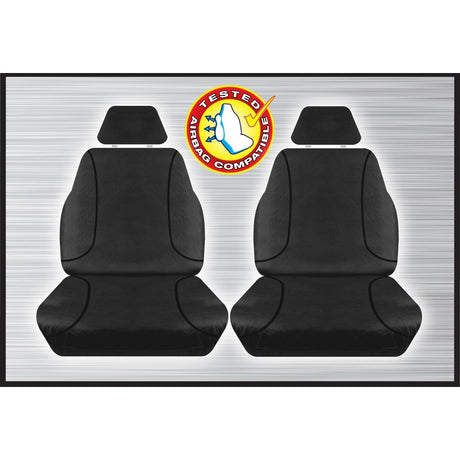 Tradies Black Canvas Front Seat Covers Pair - Nissan Navara