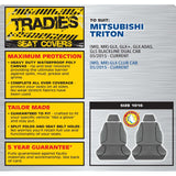 Tradies Canvas Seat Cover Pair Grey Triton 2015 Onwards
