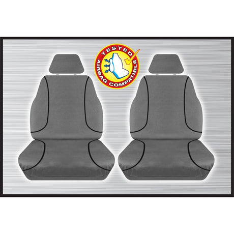 Tradies Canvas Seat Cover Pair Grey Triton 2015 Onwards