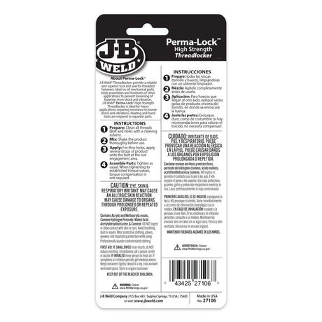 JB Weld Perma-Lock Red Threadlocker 6ML