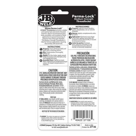 JB Weld Perma-Lock Red Threadlocker 36ML
