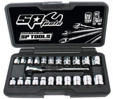 SP Tools 1/4"Dr Socket Set - Low Profile (Stubby) - Metric/SAE - 23pc