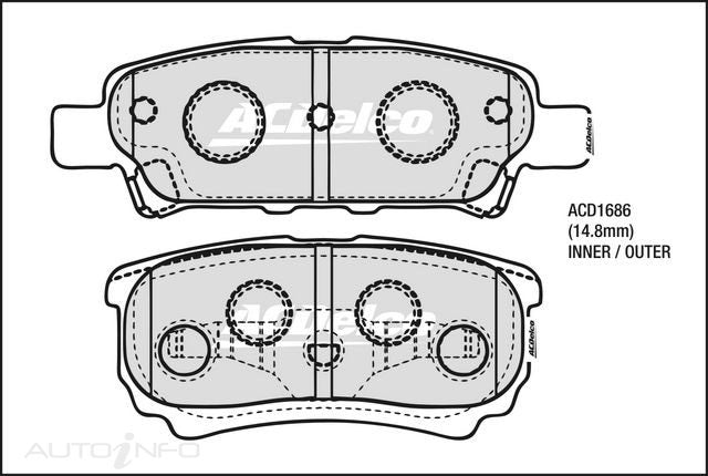 ACDelco Rear Brake Pads - Dodge Caliber / Jeep Compass, Patriot / Mitsubishi Airtrek, Lancer, Outlander